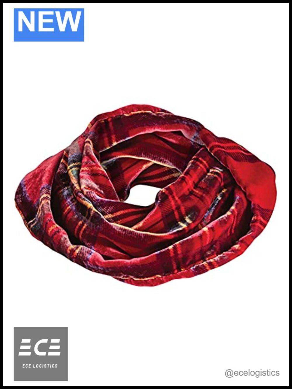 Silk Velvet Tartan Plaid Infinity Scarf - Wrap & Loop Design